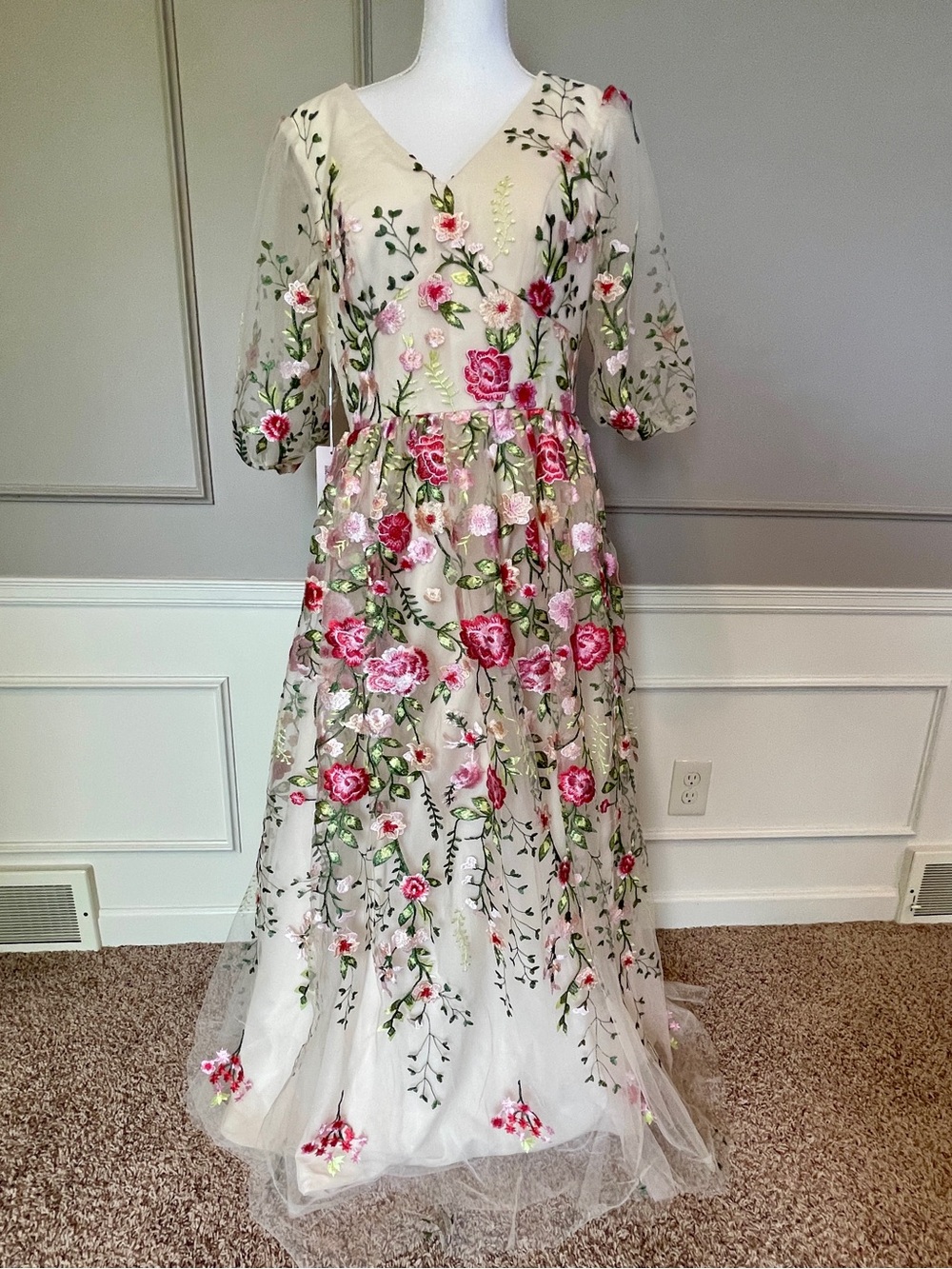 New Lavetir 12 Ginevra Mother of the Bride Dress Floral Embroidered Ivory $179